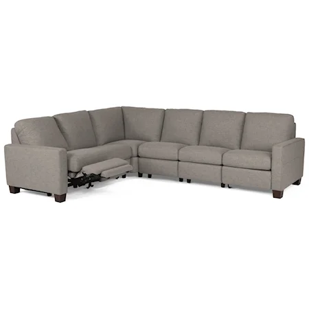 Casual Power Reclining Sectional Sofa with Track Arms